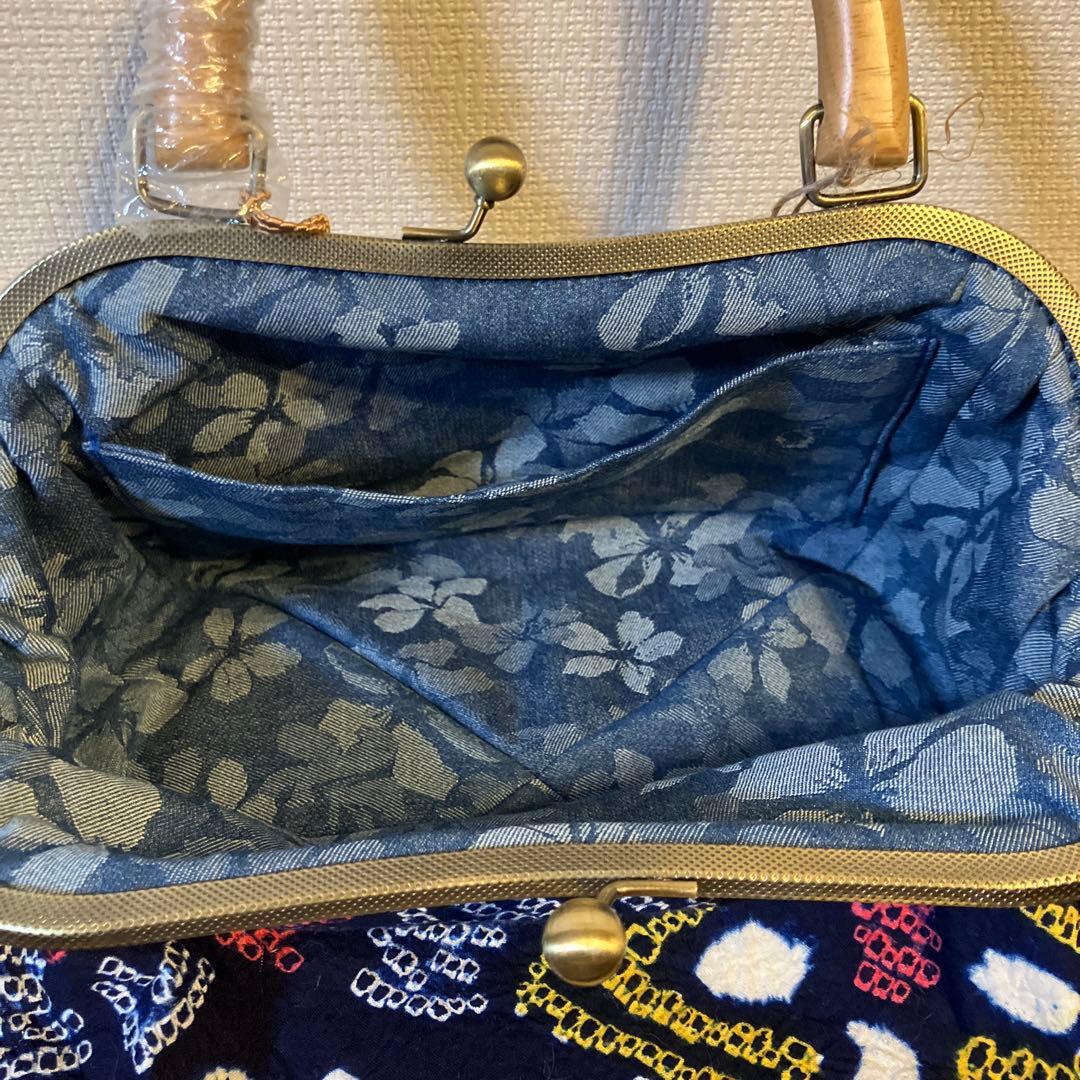 ハンドメイド　有松鳴海絞り　ちっちゃめがま口バッグ　③