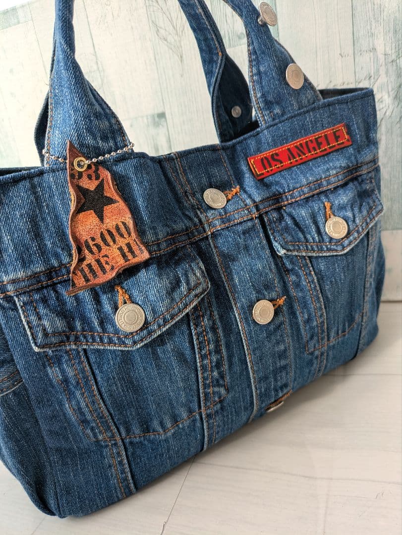 デニムリメイク　☆Gジャン両サイドポケット☆トートバッグ☆