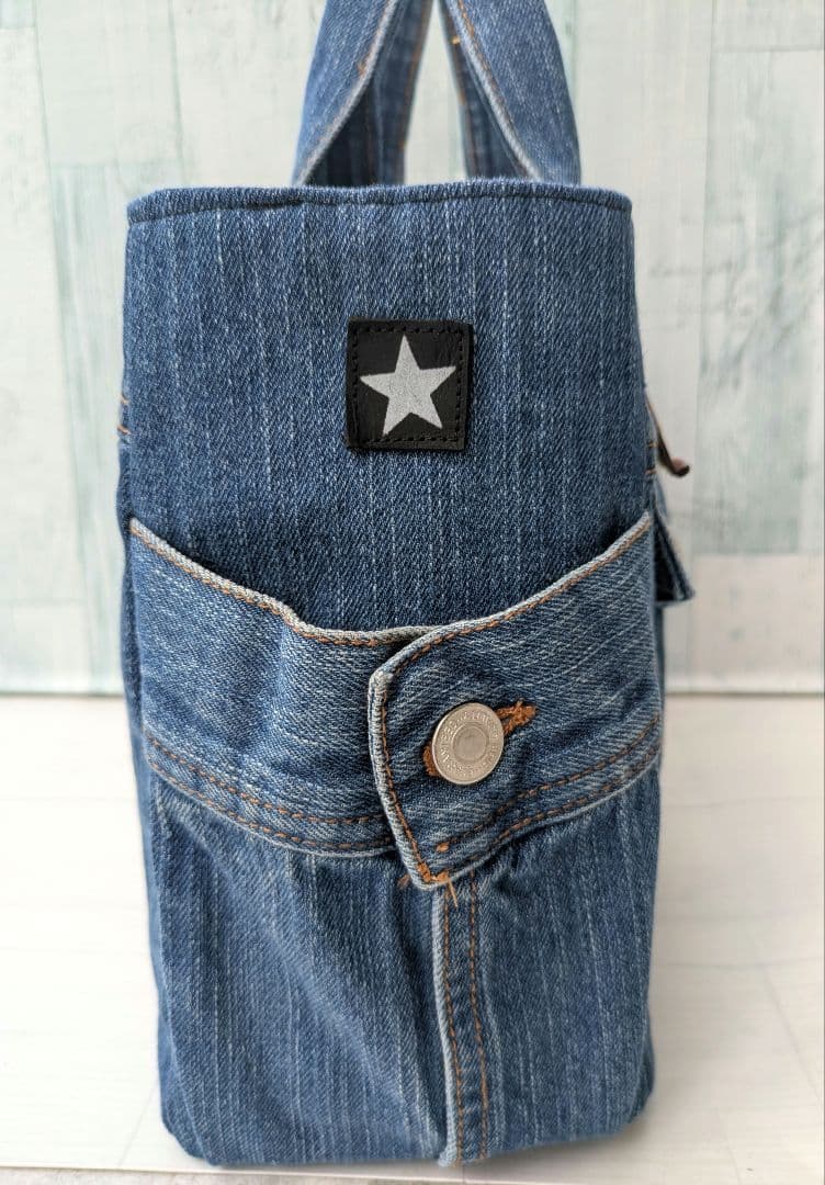 デニムリメイク　☆Gジャン両サイドポケット☆トートバッグ☆