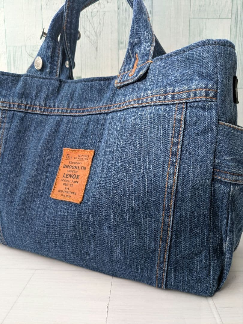 デニムリメイク　☆Gジャン両サイドポケット☆トートバッグ☆