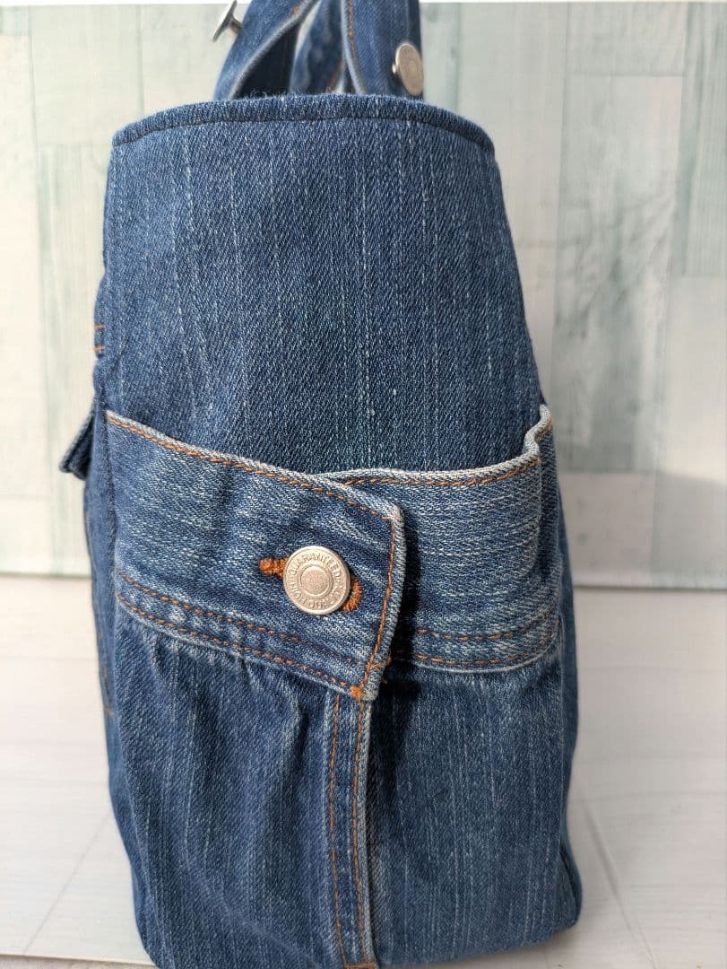 デニムリメイク　☆Gジャン両サイドポケット☆トートバッグ☆