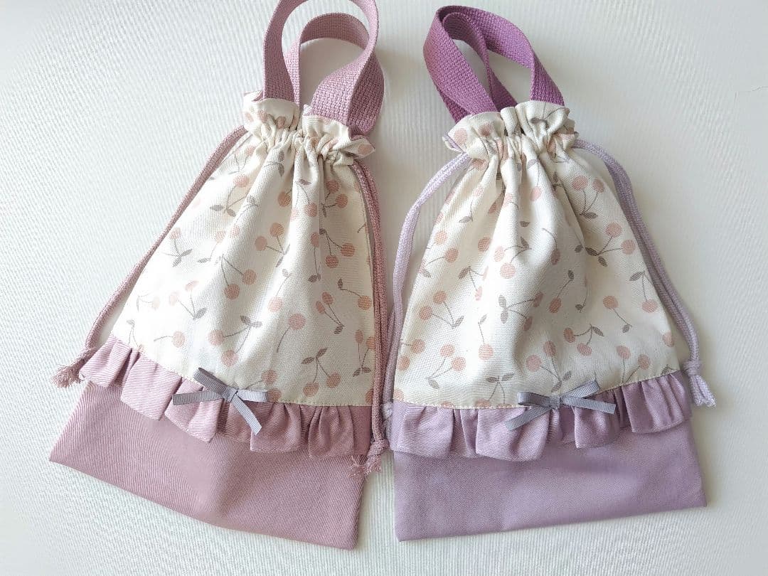 上履き入れ お着替え袋 巾着袋 入園入学グッズ さくらんぼ