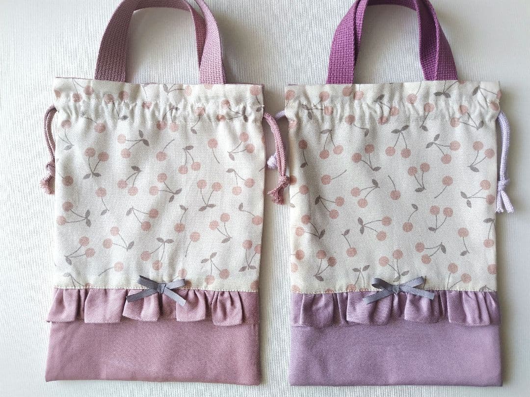 上履き入れ お着替え袋 巾着袋 入園入学グッズ さくらんぼ