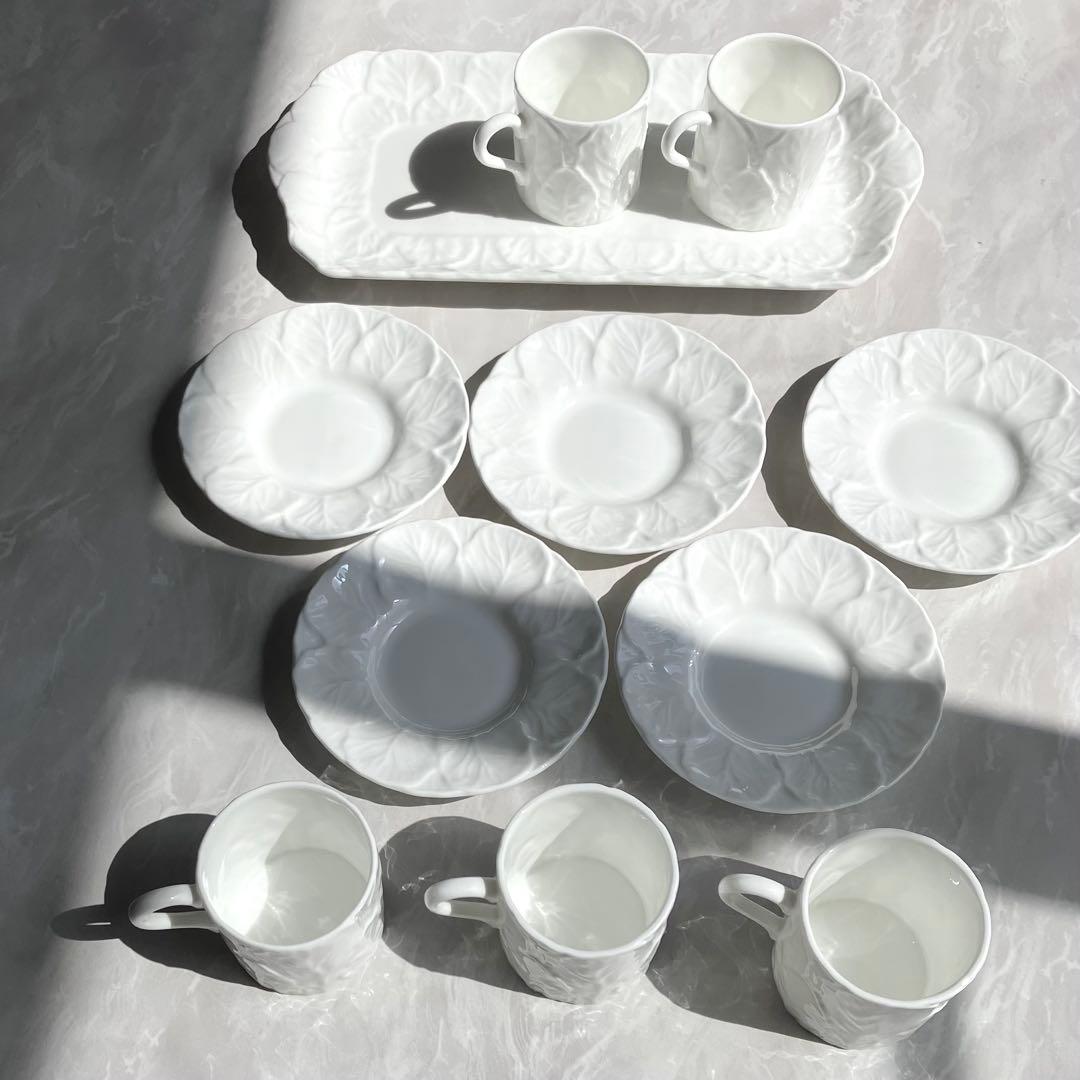 廃盤品  ホワイト デミタスカップ 5客 ＋ ディッシュ セット