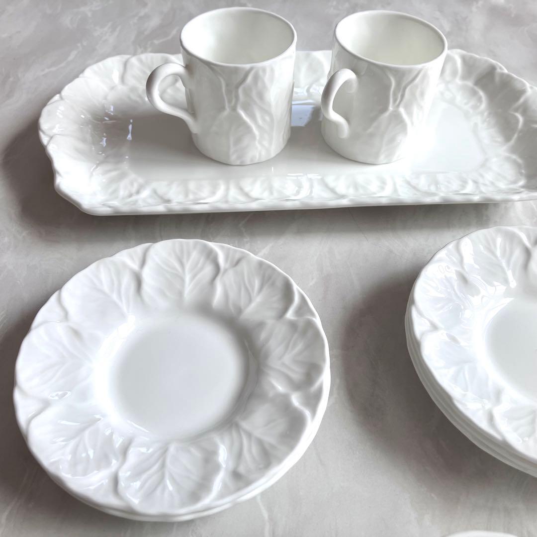 廃盤品  ホワイト デミタスカップ 5客 ＋ ディッシュ セット