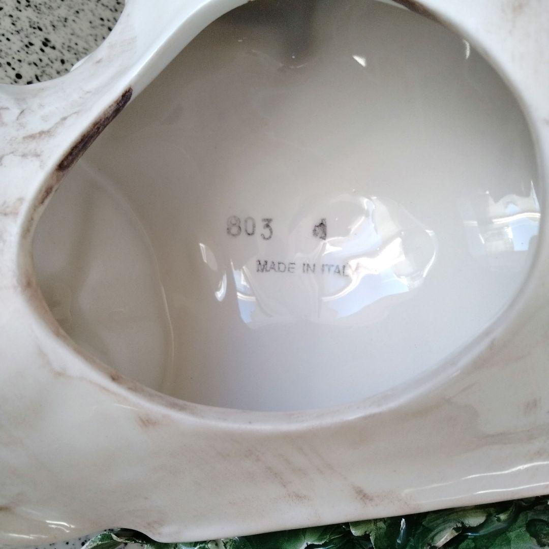 陶器製 馬と花の置物　馬車　アンティーク　輸入雑貨　白馬　陶花　イタリア製