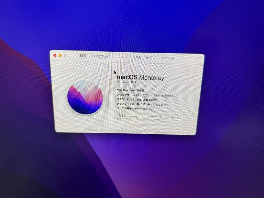 Macデスクトップ Mac Pro 2013 32GB Mem D300 1TB SSD DTM