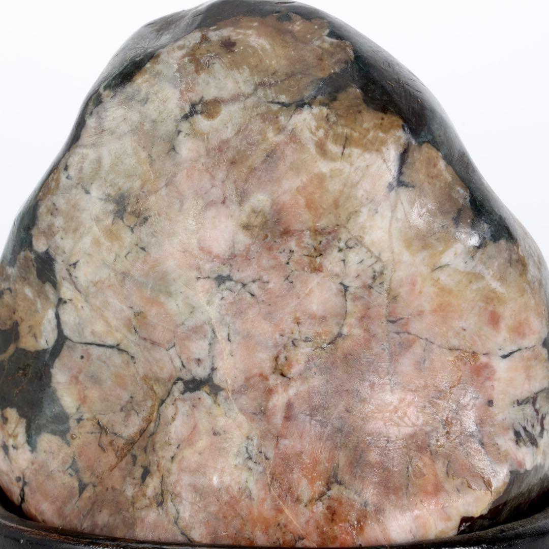 菊花石 菊紋石 紋石 台座付 635g 鑑賞石 原石 自然石 美石 小品盆栽