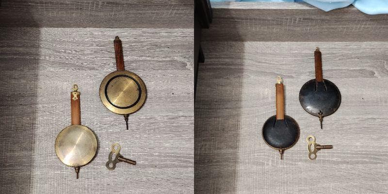 【時計】 レトロ ゼンマイ式 壁掛け時計 置 柱 巻鍵付 昭和 帝国時計 レア