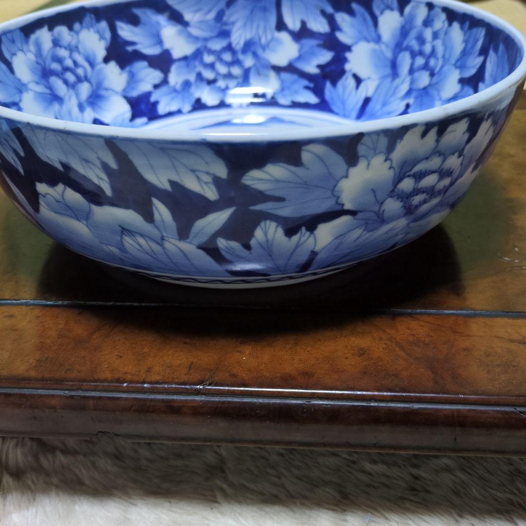 古伊万里　染付山水図　大鉢　骨董品