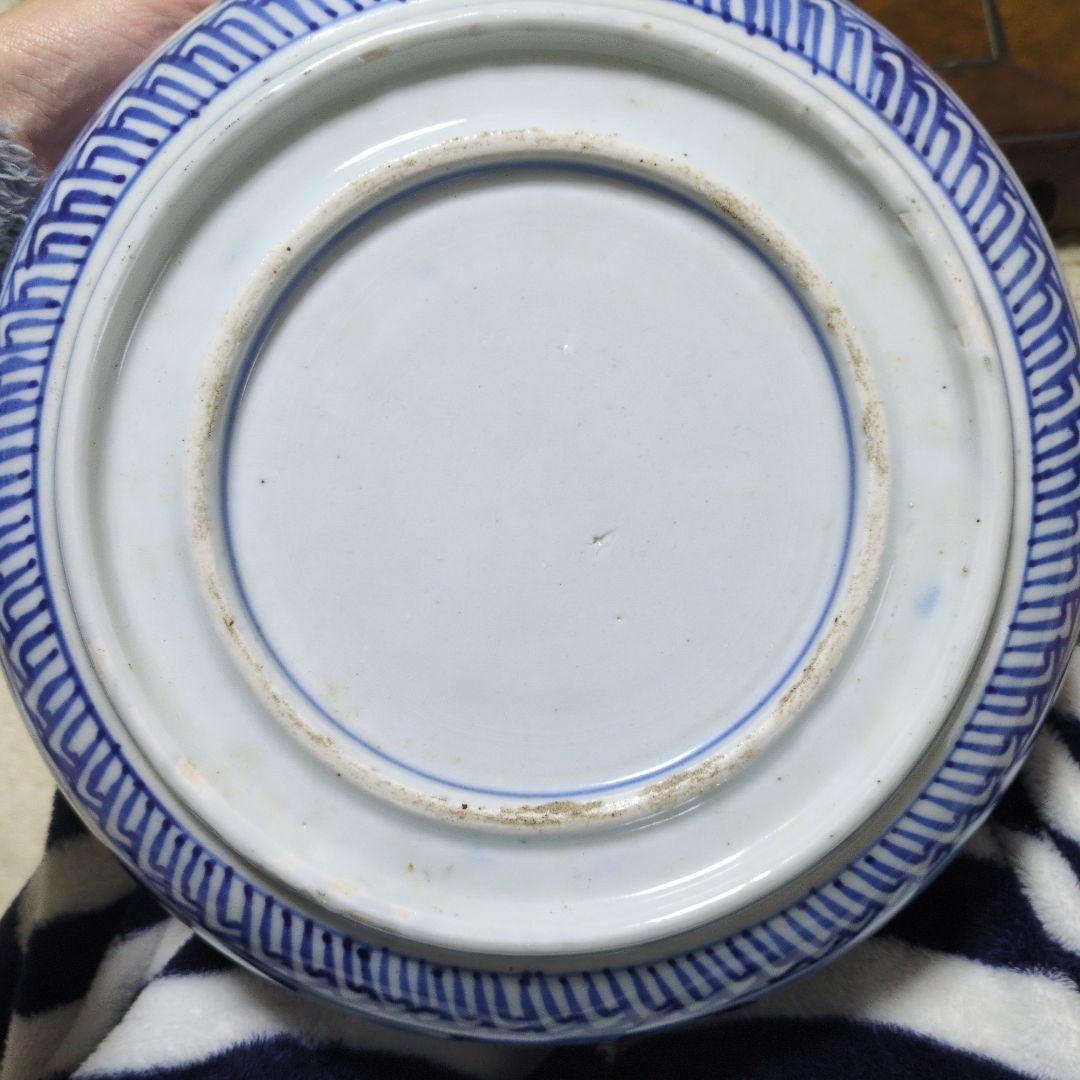 古伊万里　染付山水図　大鉢　骨董品