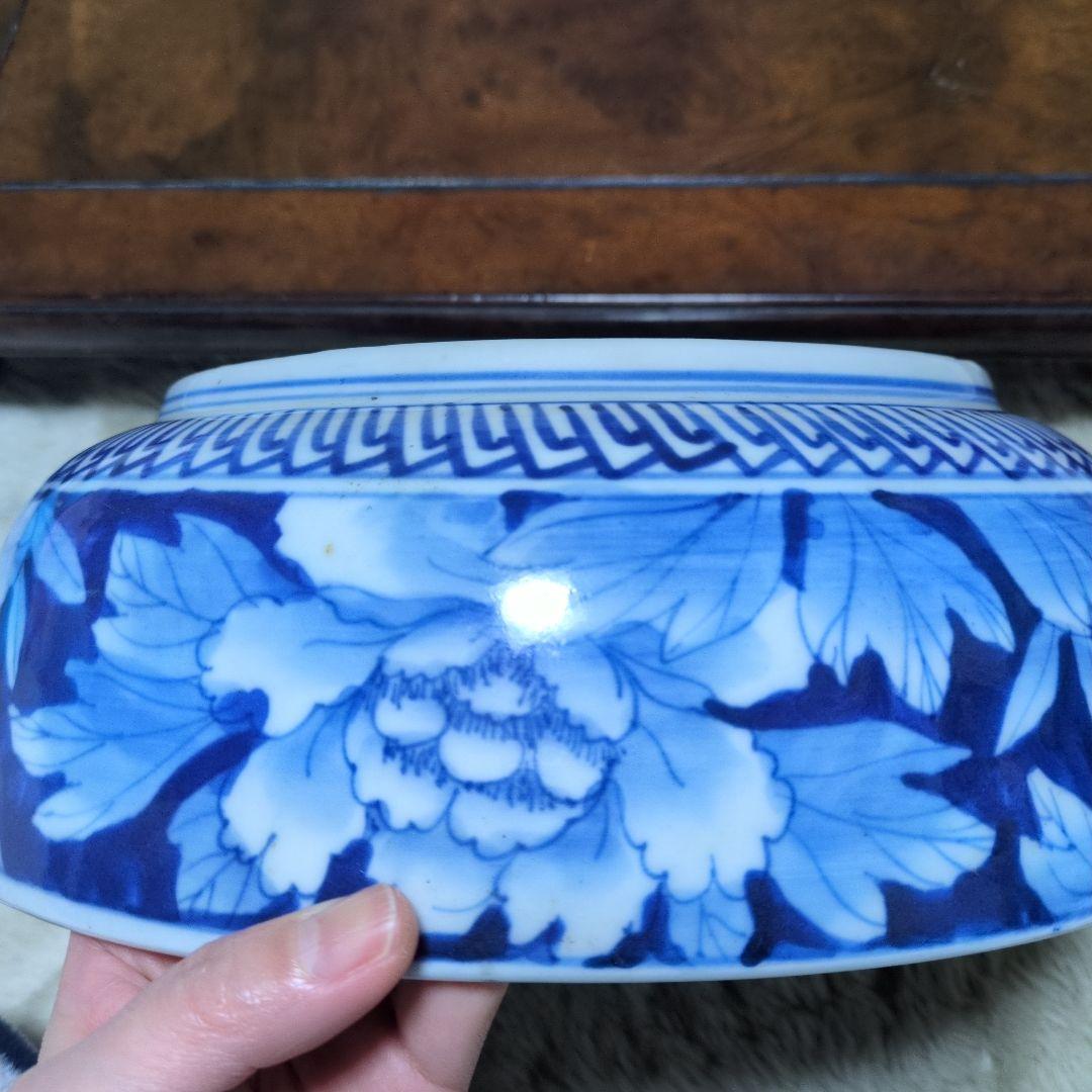 古伊万里　染付山水図　大鉢　骨董品