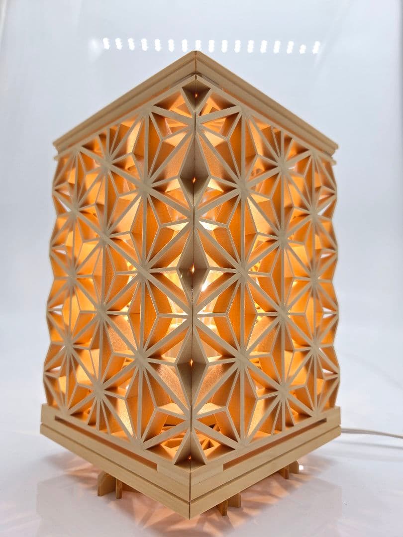 麻の葉45°組子ランプ、組子、組子細工、伝統文化、伝統工芸品、