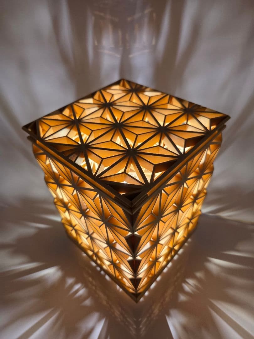 麻の葉45°組子ランプ、組子、組子細工、伝統文化、伝統工芸品、