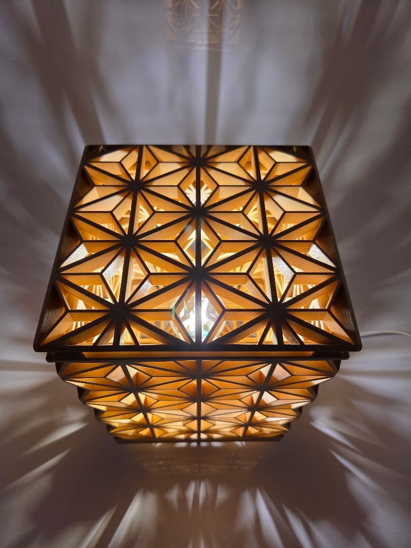 麻の葉45°組子ランプ、組子、組子細工、伝統文化、伝統工芸品、