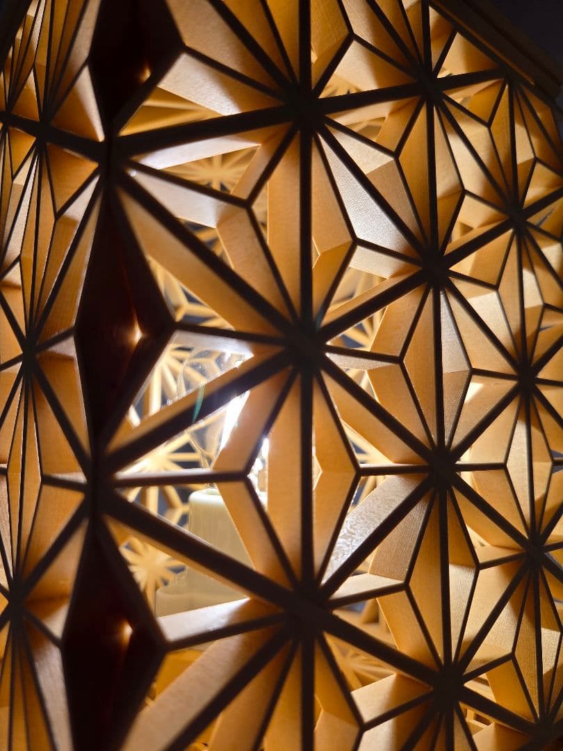 麻の葉45°組子ランプ、組子、組子細工、伝統文化、伝統工芸品、