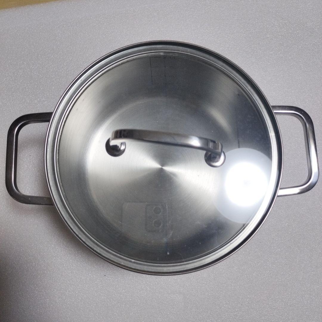 新品未使用glanzIH調理器対応3層厚底ステンレス鍋16cm18cm2点セット