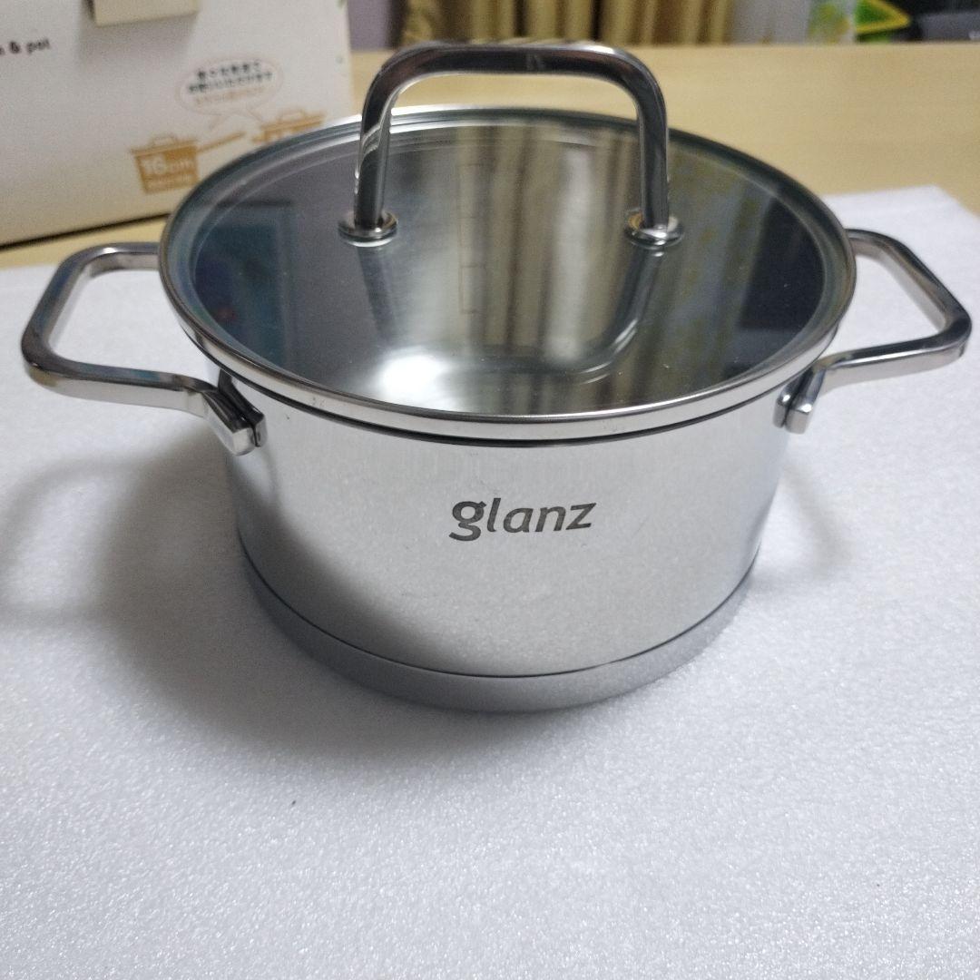 新品未使用glanzIH調理器対応3層厚底ステンレス鍋16cm18cm2点セット