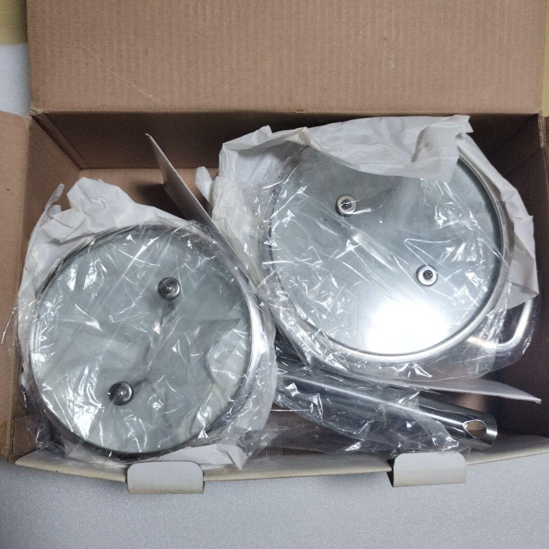 新品未使用glanzIH調理器対応3層厚底ステンレス鍋16cm18cm2点セット