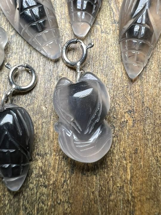 0725105天然アラシャン黒飴心瑪瑙タピオカ瑪瑙チャーム10個　シルバー925