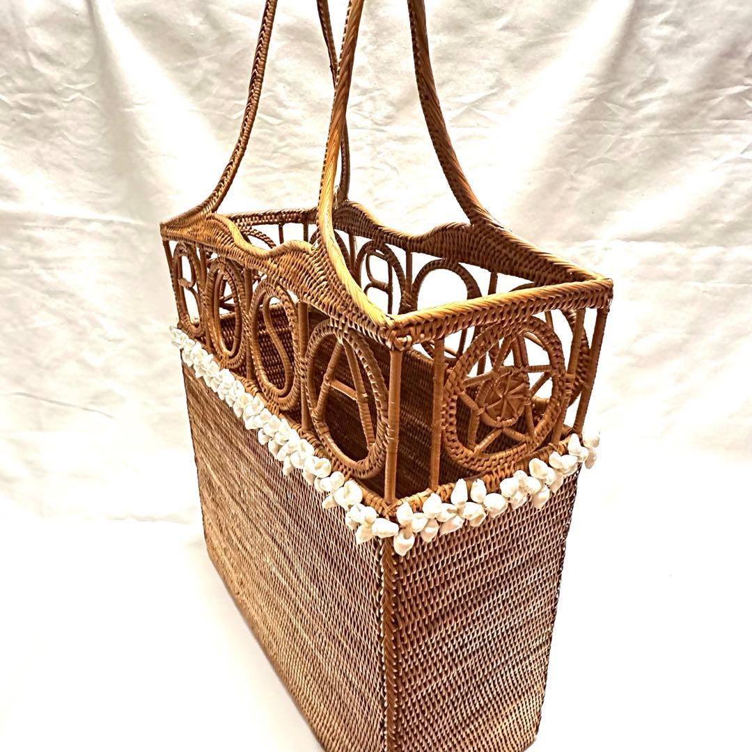 レア【ALBA ROSA】アッタリーフ 天然貝 カゴバッグ バリ島 ハンドメイド