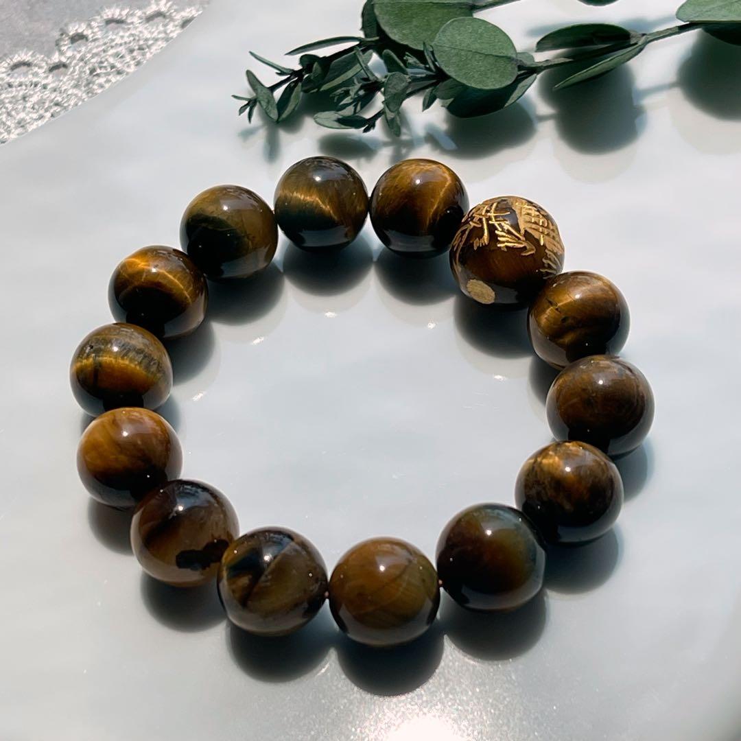 皇帝龍彫りタイガーアイ&ゼブラアイブレス