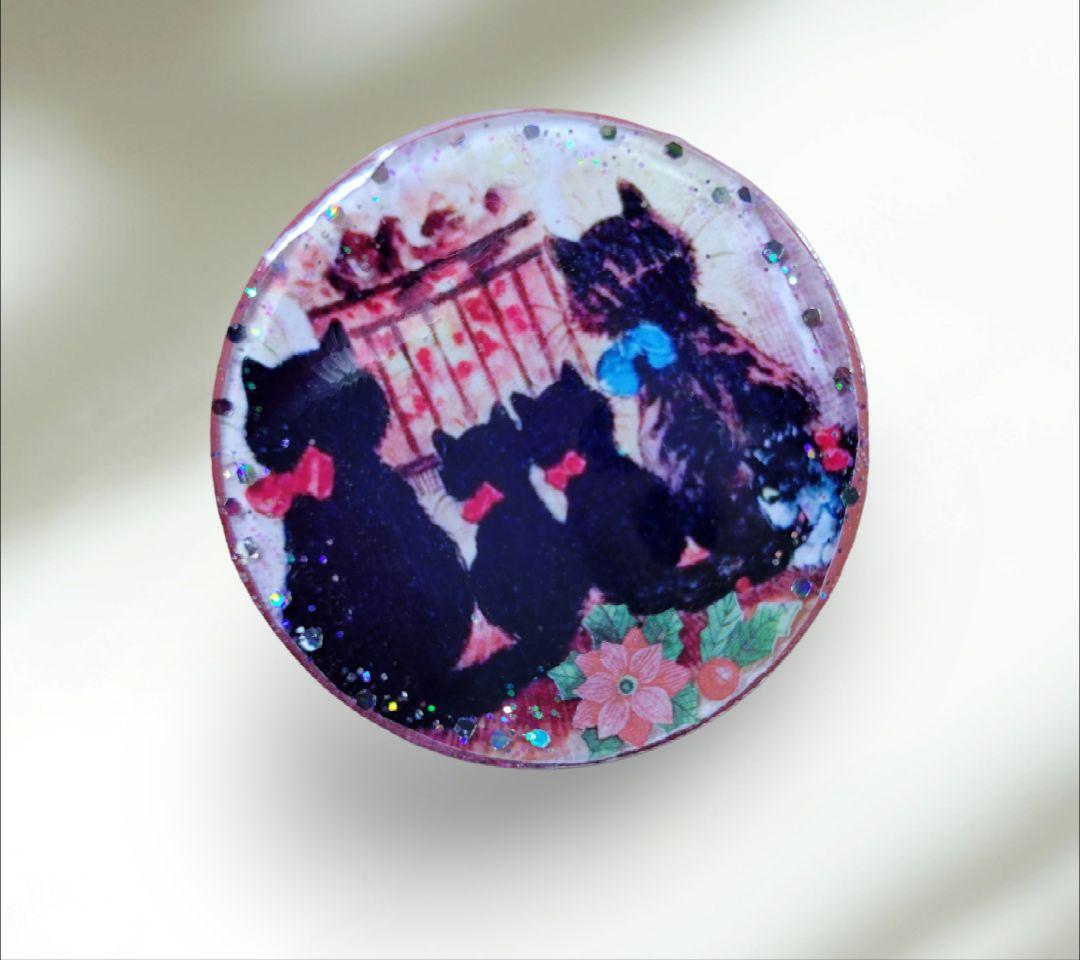 NO.588❤猫親子❤レジンヘアゴム ブローチ