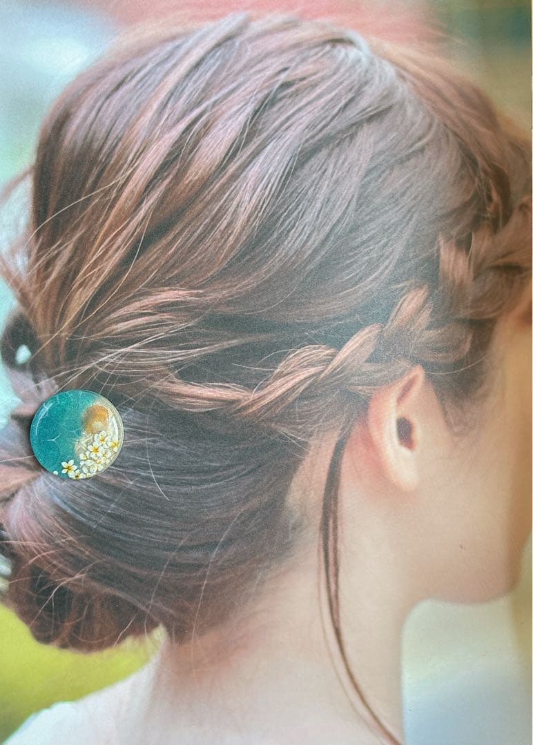 海塗りプルメリアフラワーハンドメイドレジンヘアゴムポニーフック69