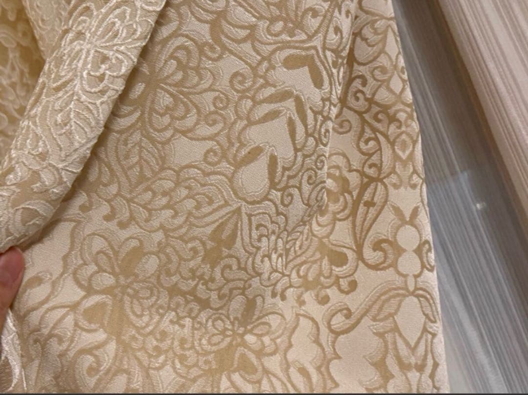 東リ 洗える カーテン ベージュ 高級感あふれる模様 レースカーテン付き