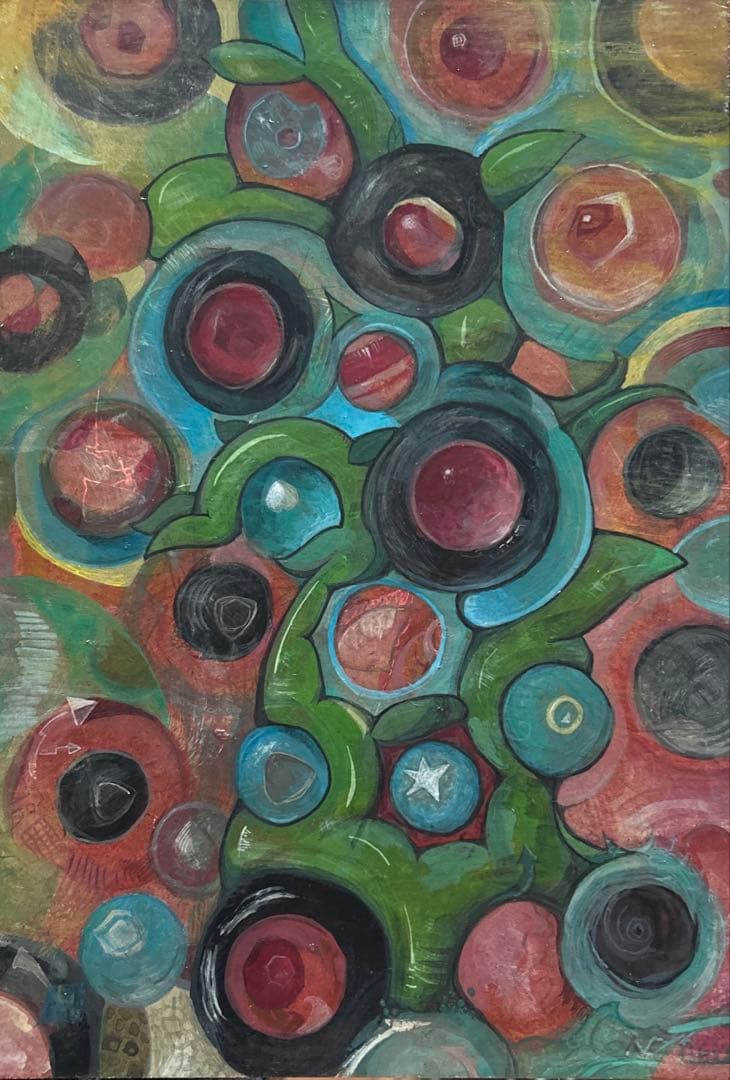 ラウンドボール　アクリル画　原画