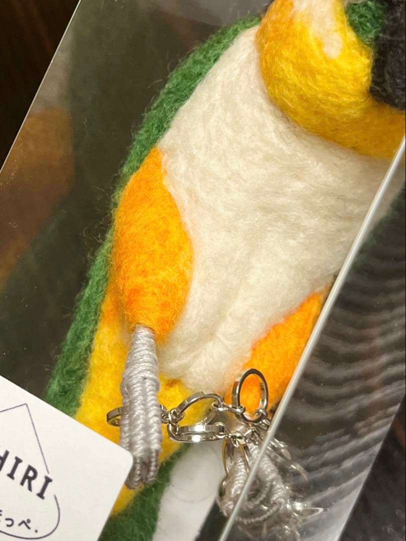おかめのほっぺ. ズグロシロハラインコ バッグチャーム 羊毛フェルト ぬいぐるみ