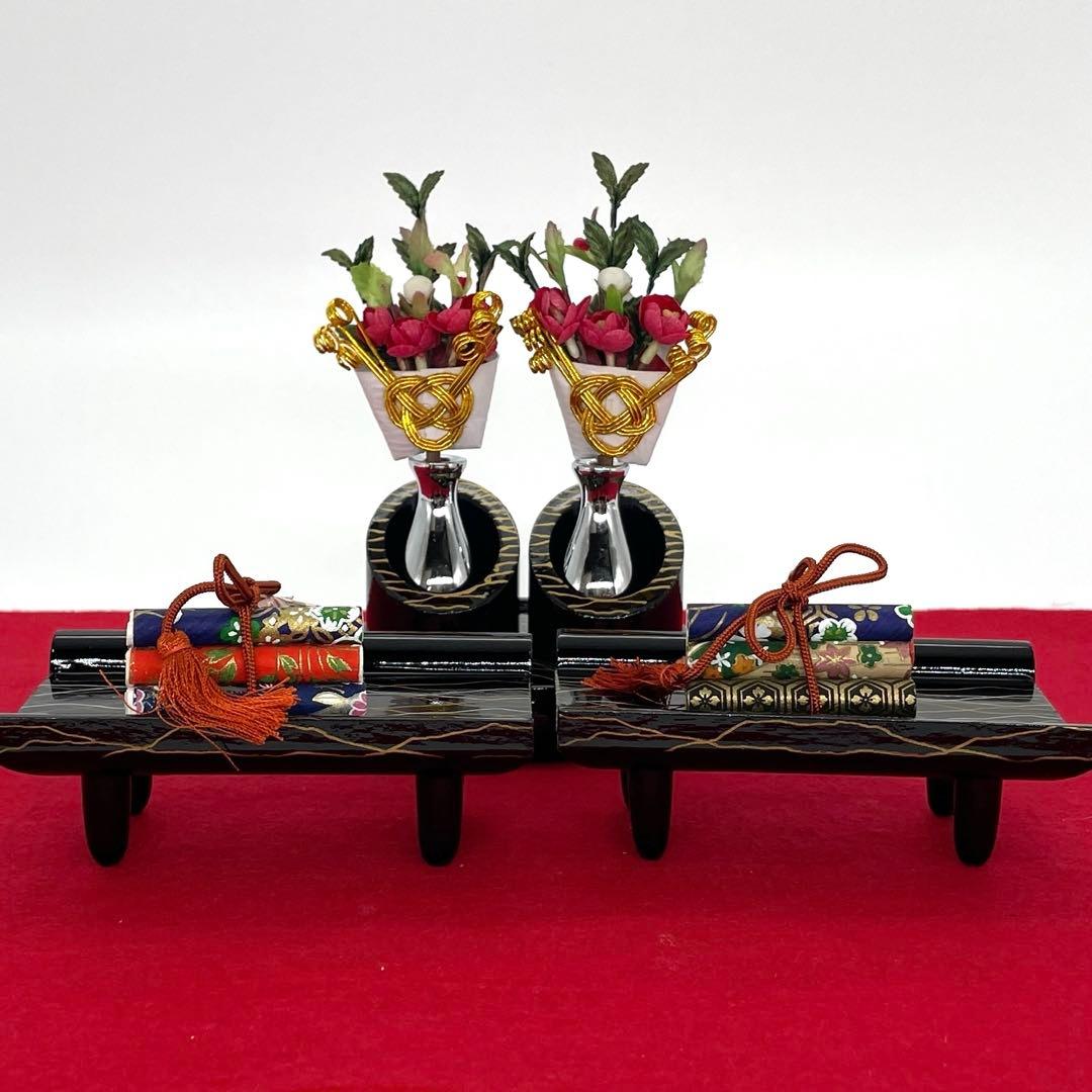 雛人形　桃の節句　雛道具　黒塗かなで　巻物付き