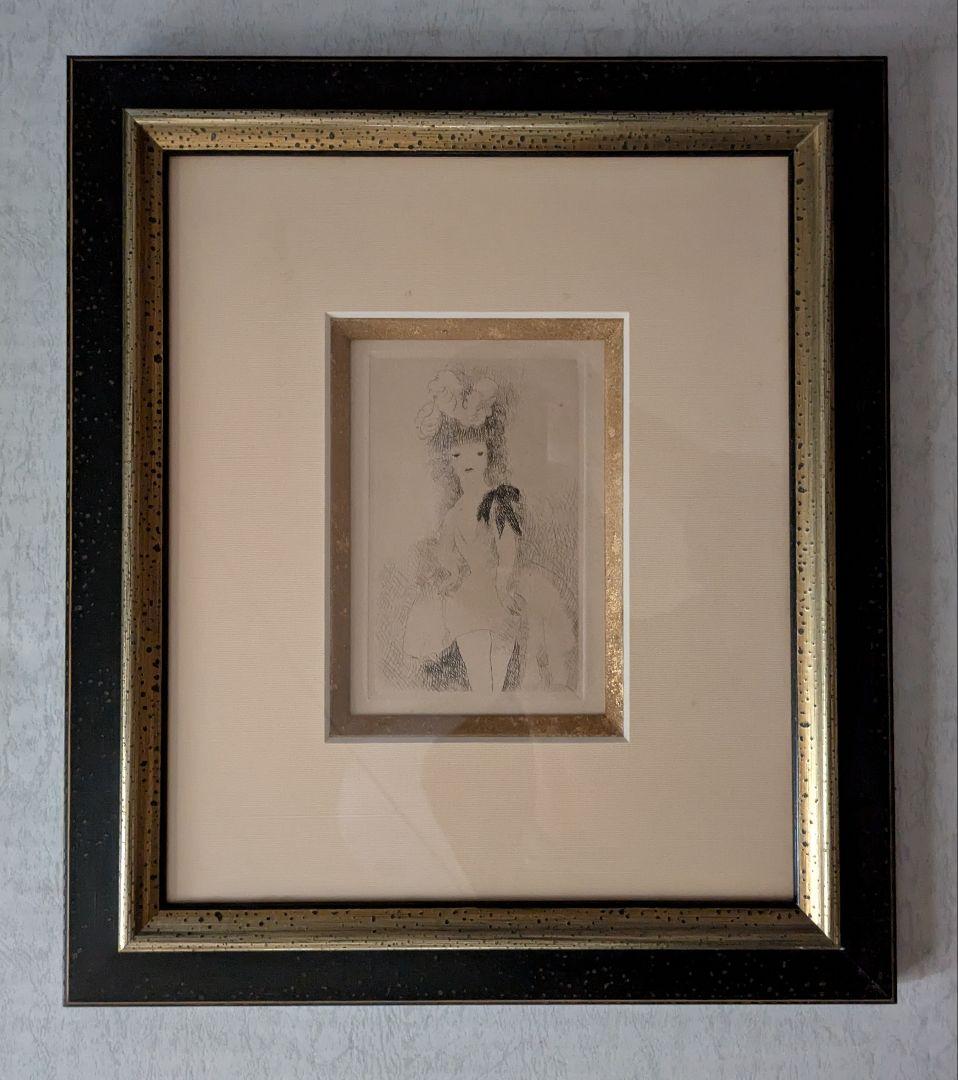 BBマリ―・ロ―ランサンの銅版画　「黒いリボンの乙女」