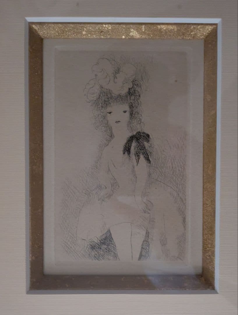 BBマリ―・ロ―ランサンの銅版画　「黒いリボンの乙女」