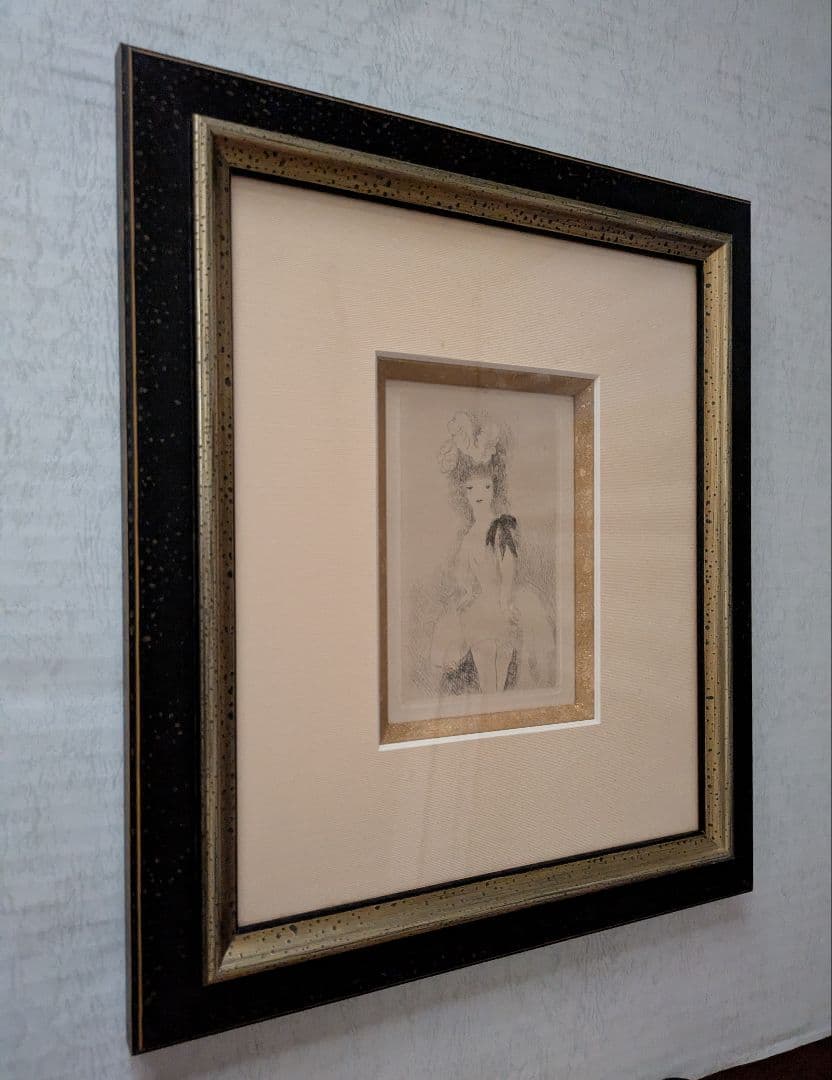 BBマリ―・ロ―ランサンの銅版画　「黒いリボンの乙女」