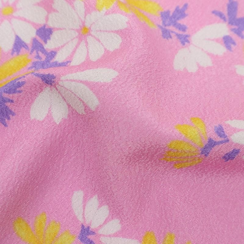 七五三 着物襦袢セット　7歳～10歳 女の子 花柄 子供ピンク 化繊 10RM3