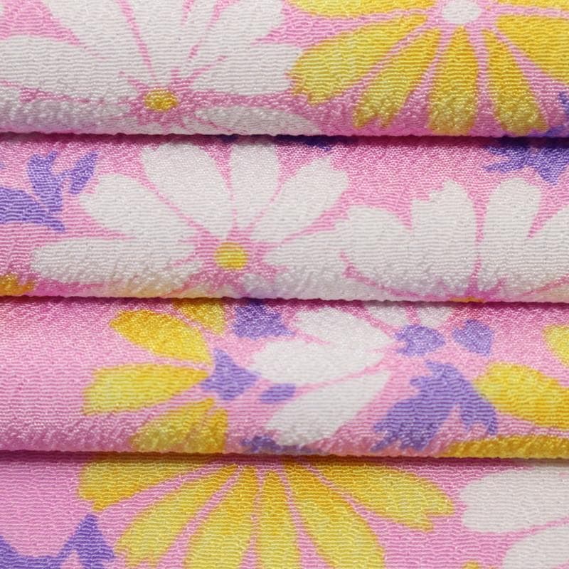 七五三 着物襦袢セット　7歳～10歳 女の子 花柄 子供ピンク 化繊 10RM3