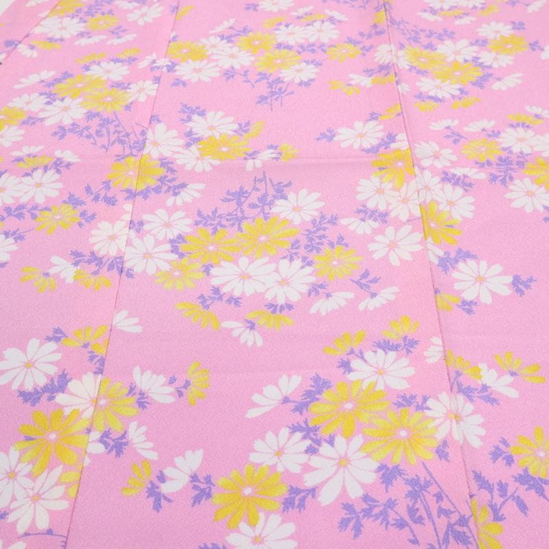 七五三 着物襦袢セット　7歳～10歳 女の子 花柄 子供ピンク 化繊 10RM3