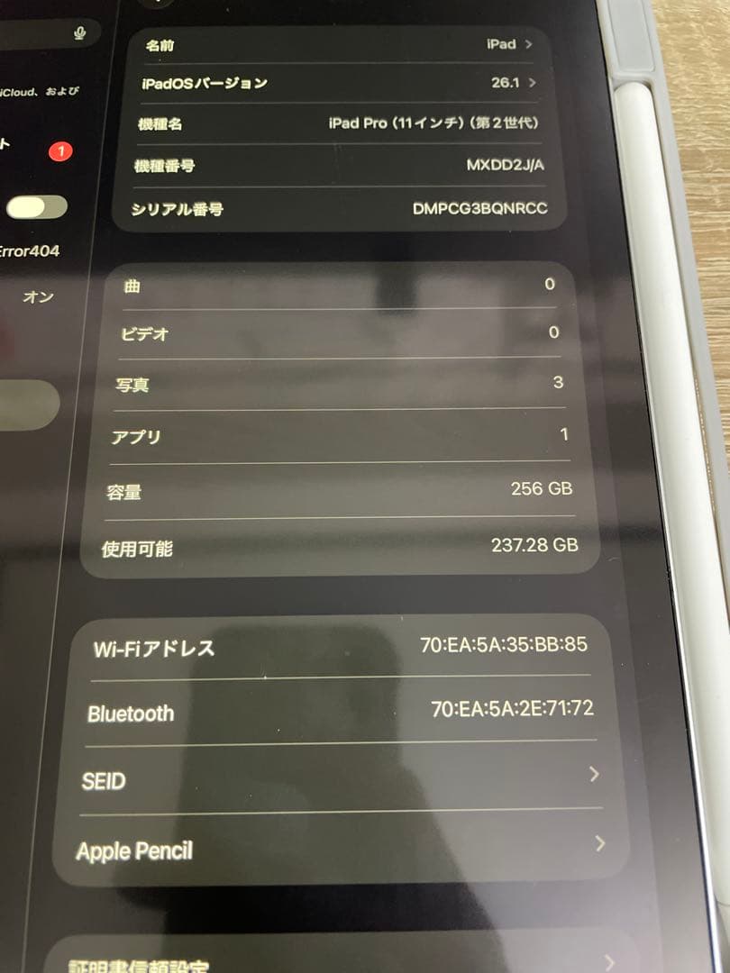 iPad pro 11インチ 第2世代 apple pencil 第2世代