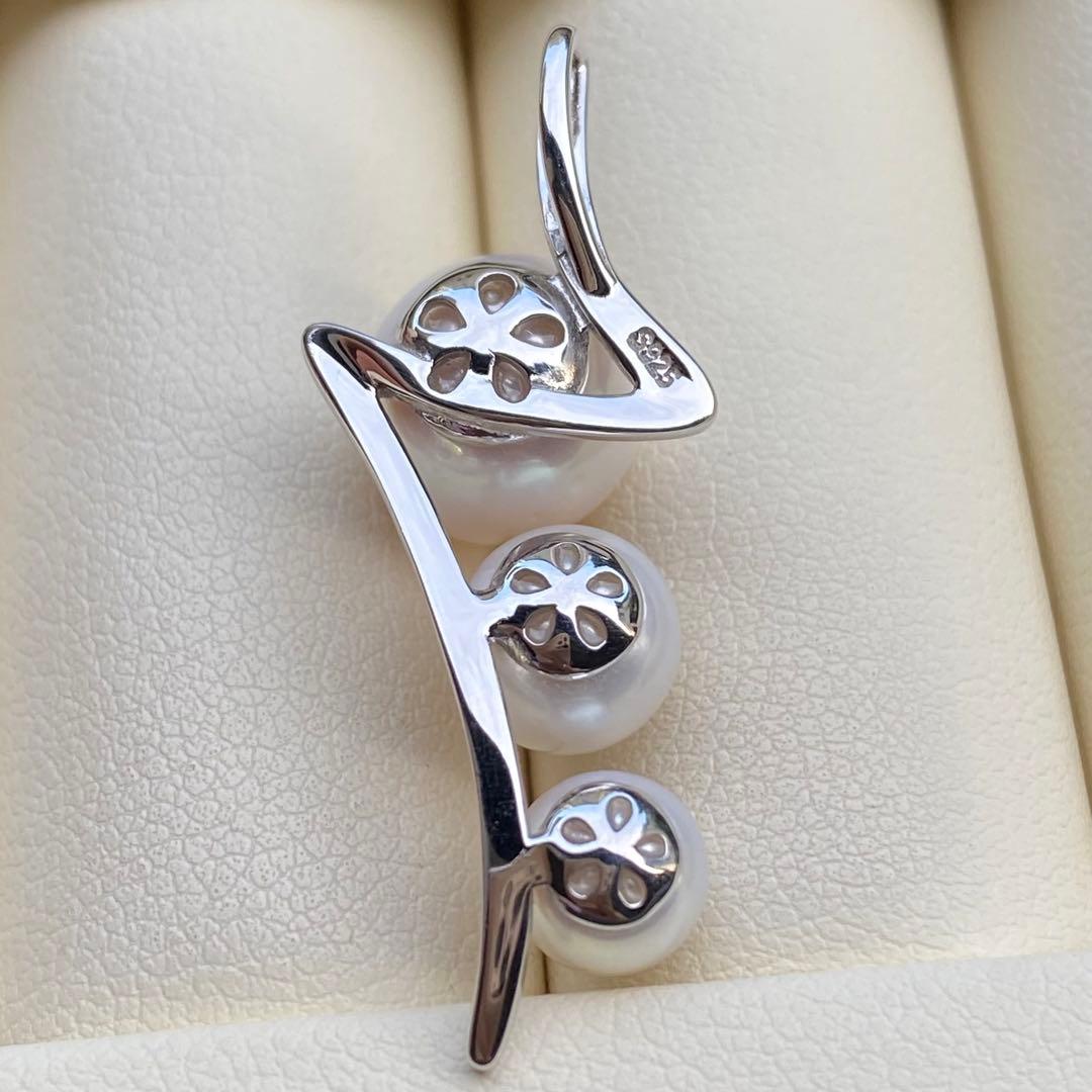 お客淡水エジソンパール&無核パール3連ネックレストップ　ホワイトPT759