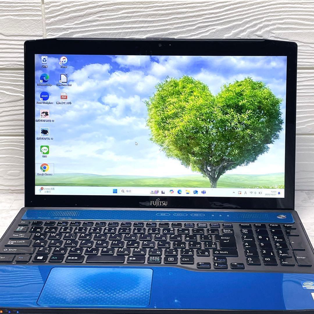 今だけ爆安特価❤️1TB Win11 ノートパソコン ブルー 8GB カメラ