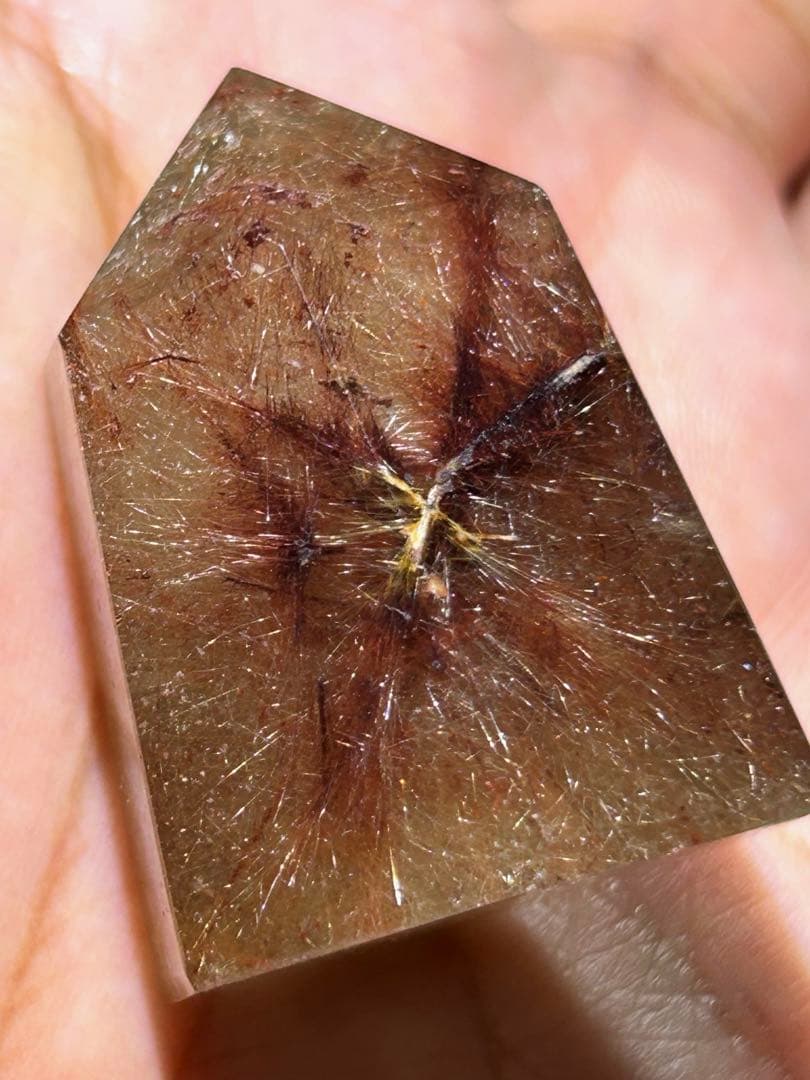 ⭐️別格高級品！プラチナ　レッド　シルバー　ルチル　原石　六角柱　福財龍王秘宝⑥