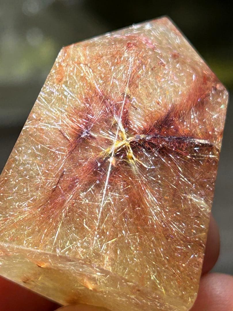 ⭐️別格高級品！プラチナ　レッド　シルバー　ルチル　原石　六角柱　福財龍王秘宝⑥