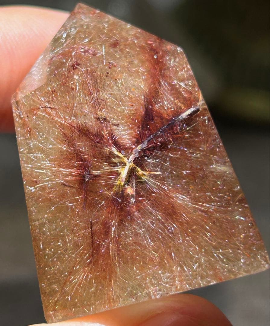 ⭐️別格高級品！プラチナ　レッド　シルバー　ルチル　原石　六角柱　福財龍王秘宝⑥