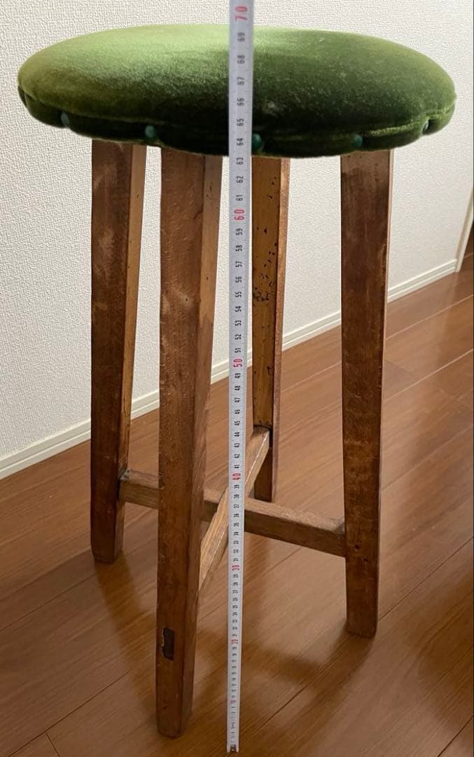 ヴィンテージ風 ベルベット風ハイスツール