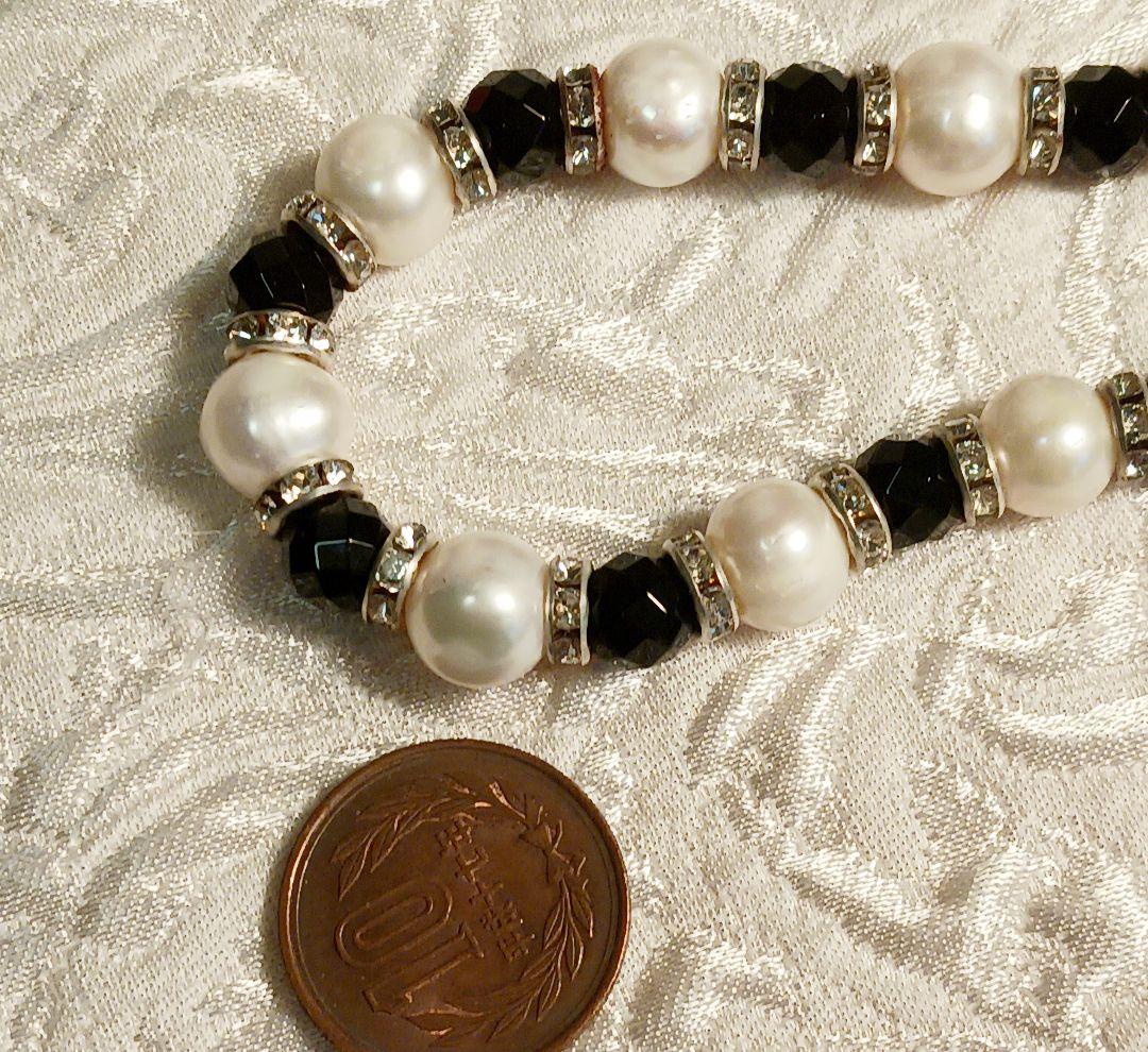 淡水真珠とオニキスのロングネックレス