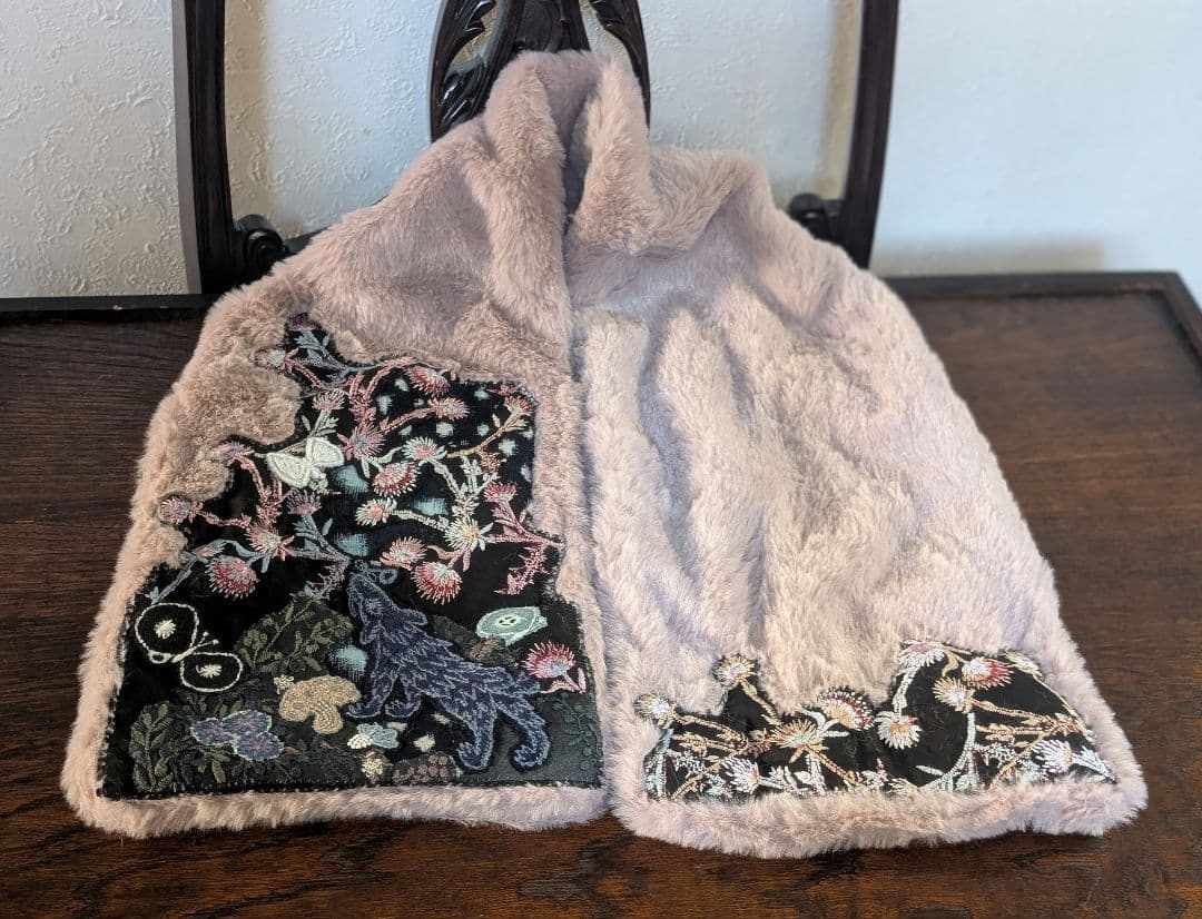 松の内価格❗️《ガレ調Wolf＆flower》古布藍染　PJC　ミナ　ティペット