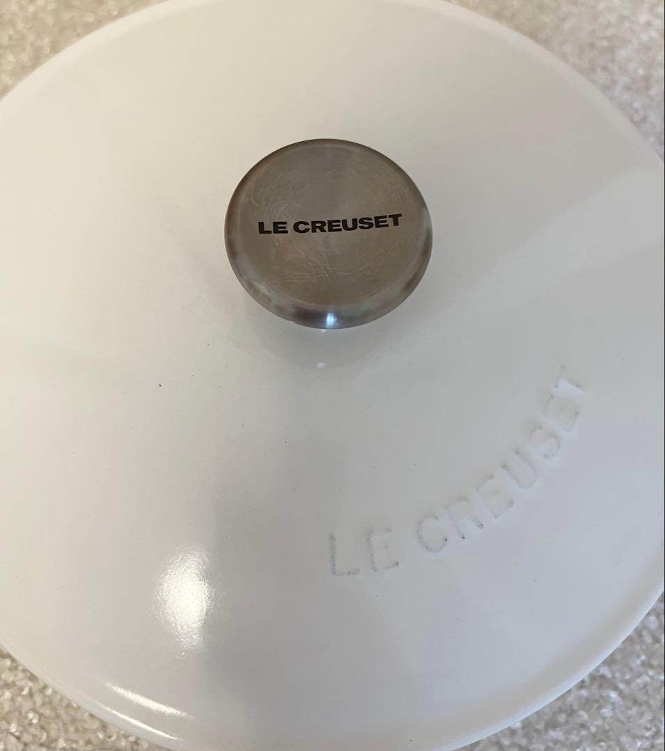 n*i様 ほぼ新品★Le Creuset マルミット18cmホワイト白系 両手鍋