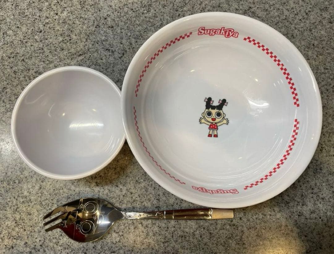 スガキヤ　スーちゃん　丼 小椀 スプーン 3点セット(メラミン樹脂製)