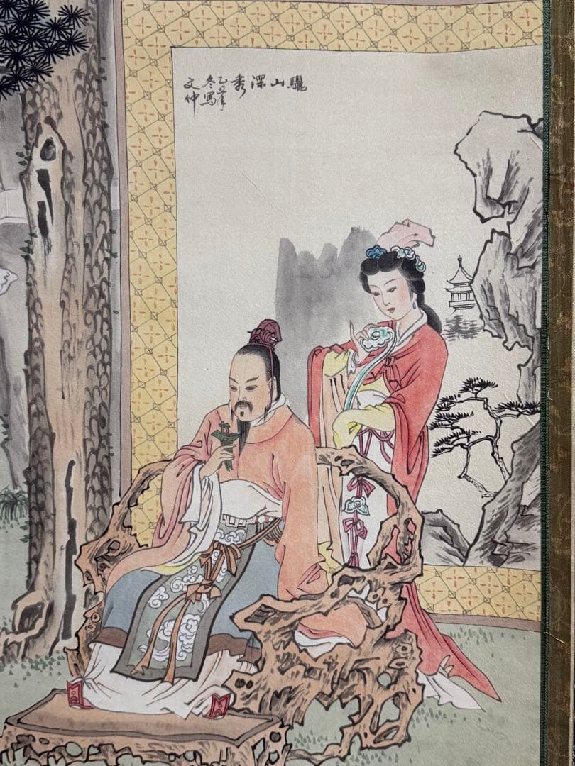 中国　慶興舞鶴　絹本　掛軸　送料込み250702